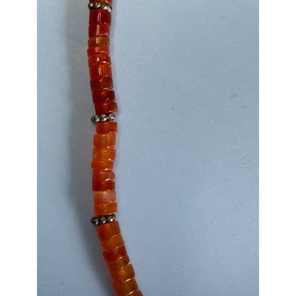 925 Sterling Silver Carnelian Beaded Moonstone Opal Pendant Necklace 15" - Picture 7 of 7